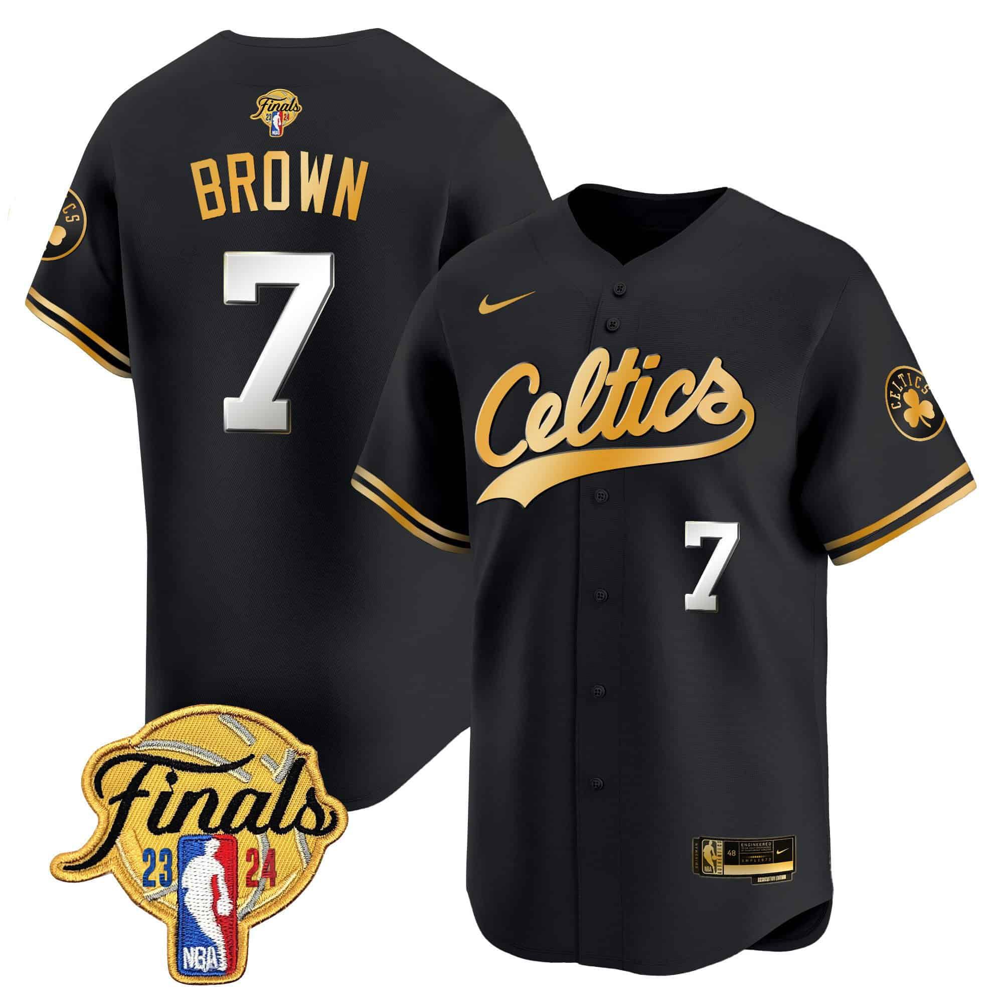 Men Boston Celtics #7 Brown Black 2024 Nike Finals Patch Baseball NBA Jersey->boston celtics->NBA Jersey